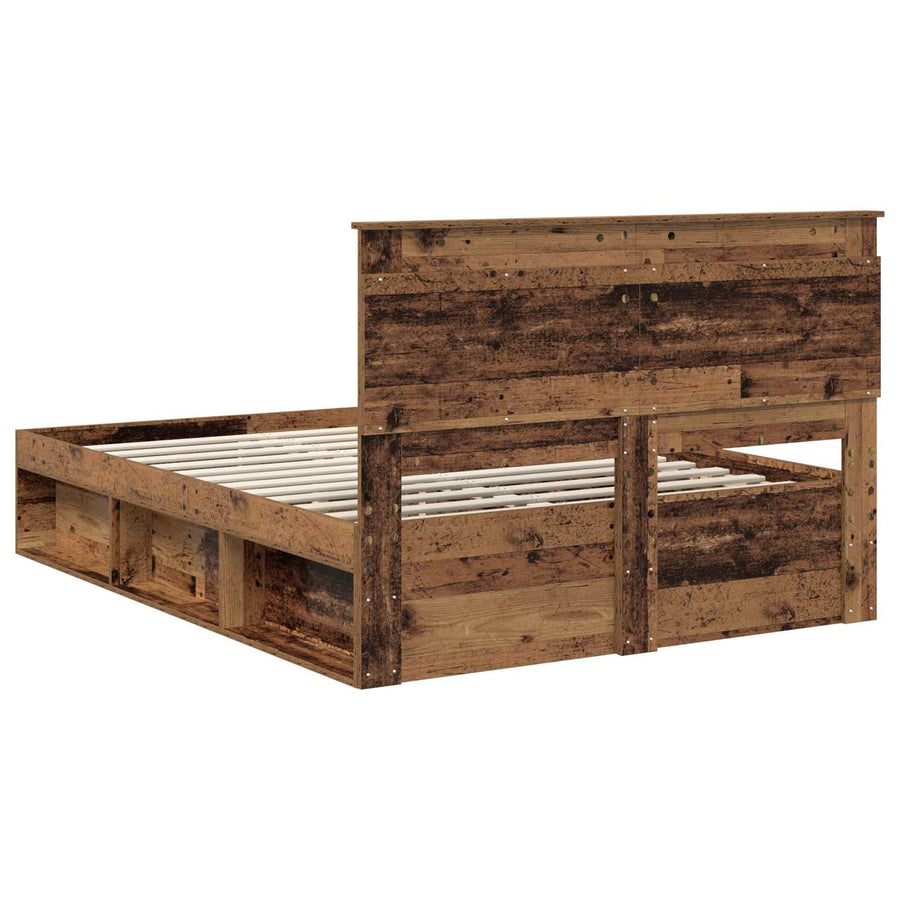 Bedframe met hoofdeinde Oudhout 150 x 200 cm Massief grenenhout
