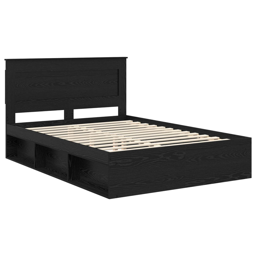 Bedframe met hoofdeinde Zwart 140 x 190 cm Massief grenenhout