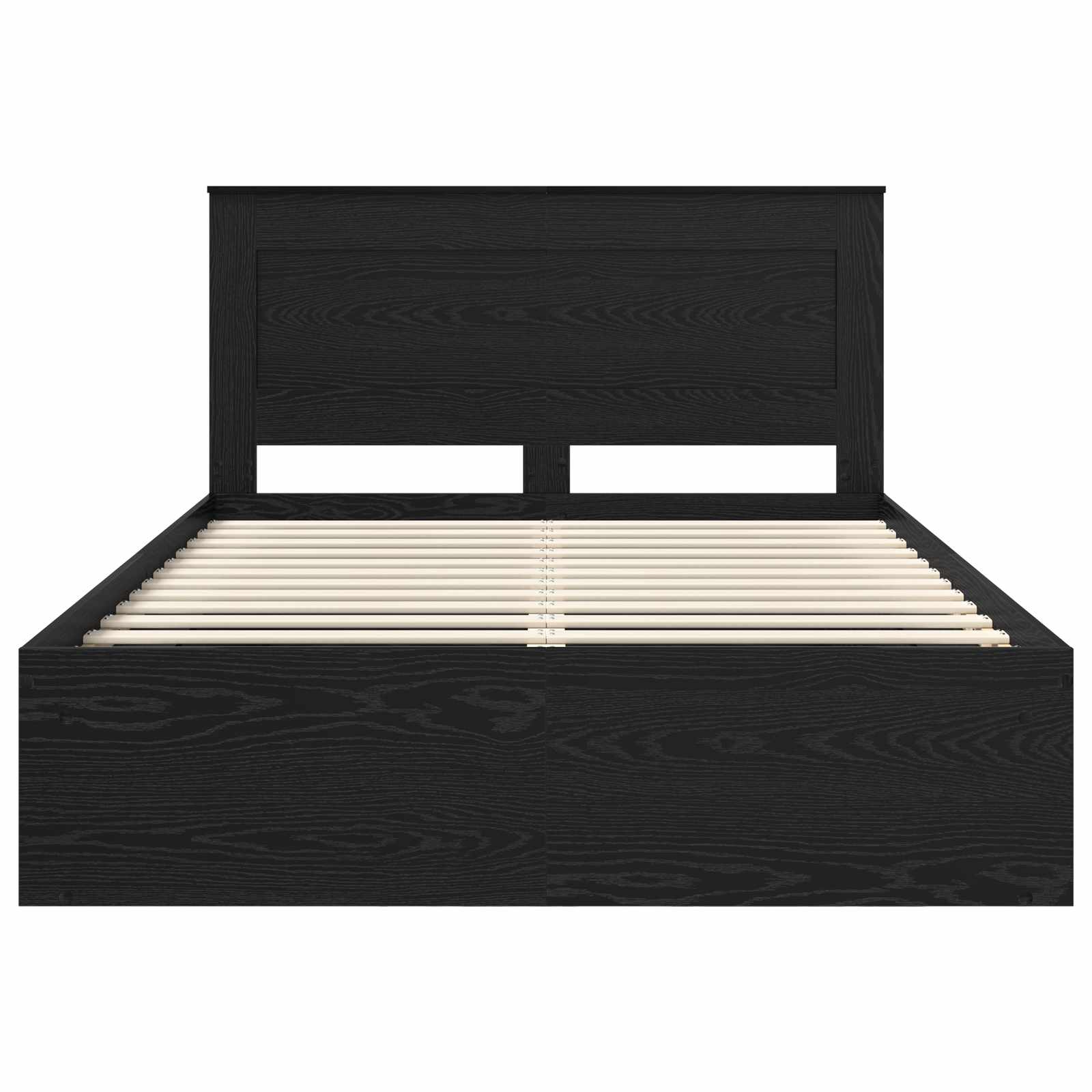 Bedframe met hoofdeinde Zwart 140 x 190 cm Massief grenenhout