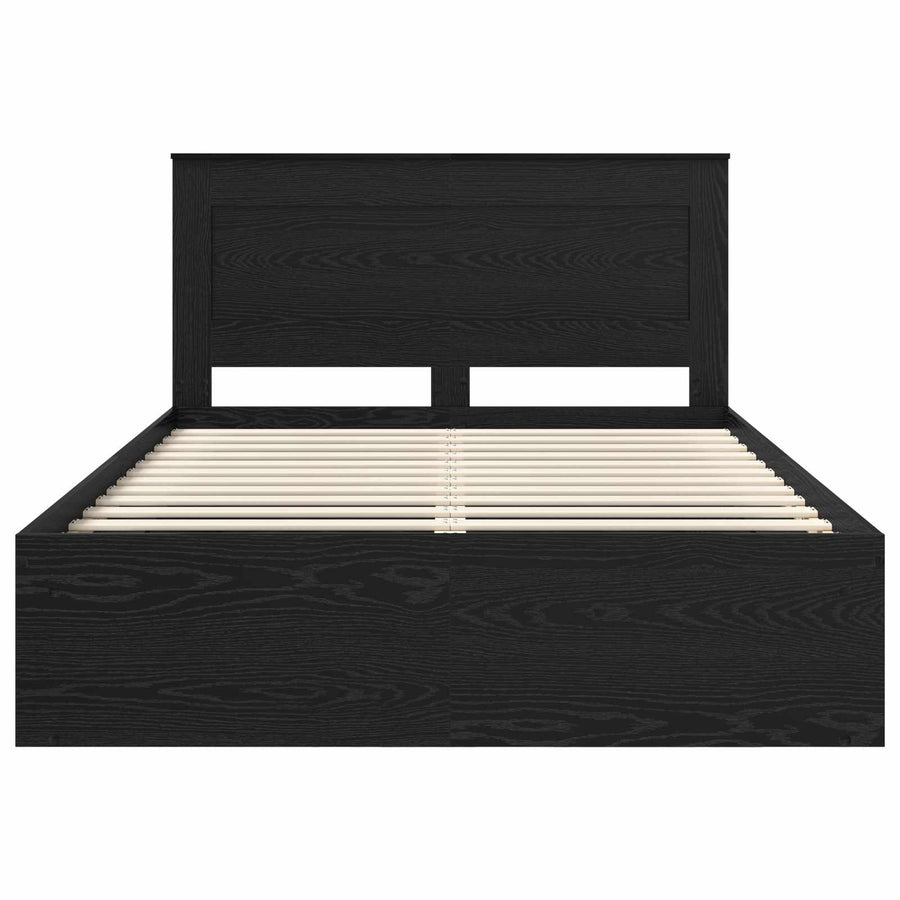Bedframe met hoofdeinde Zwart 140 x 190 cm Massief grenenhout