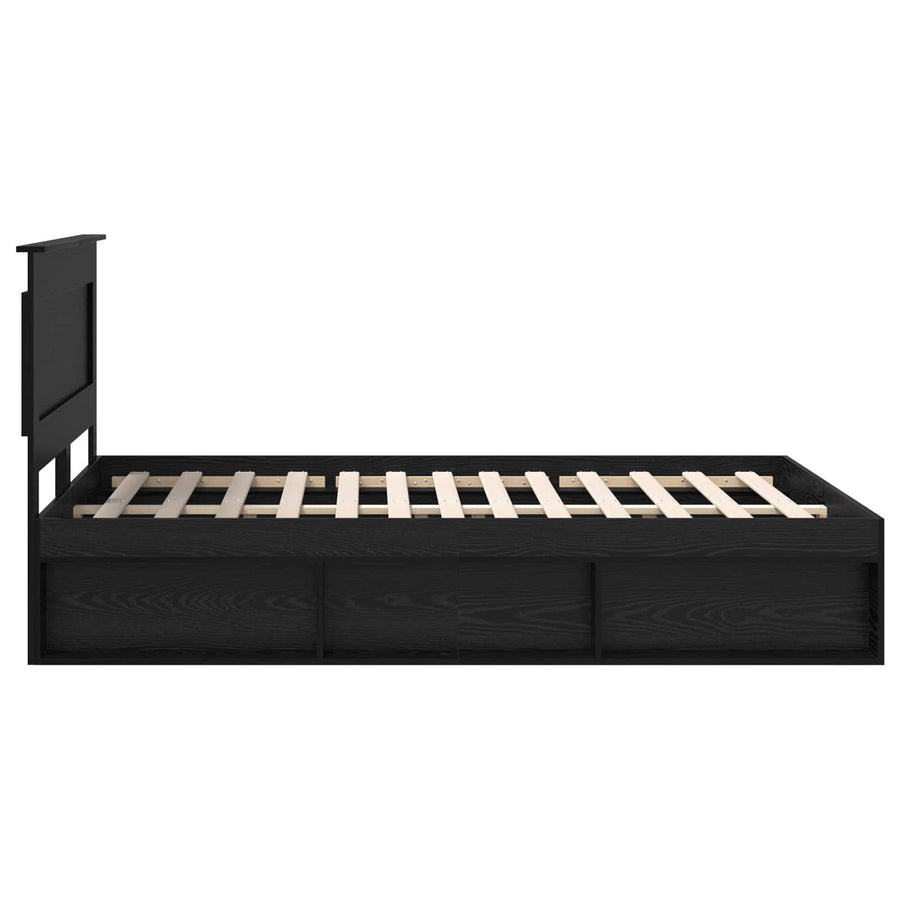 Bedframe met hoofdeinde Zwart 140 x 190 cm Massief grenenhout