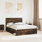 Bedframe 140x190 cm gerookt eiken massief grenenhout