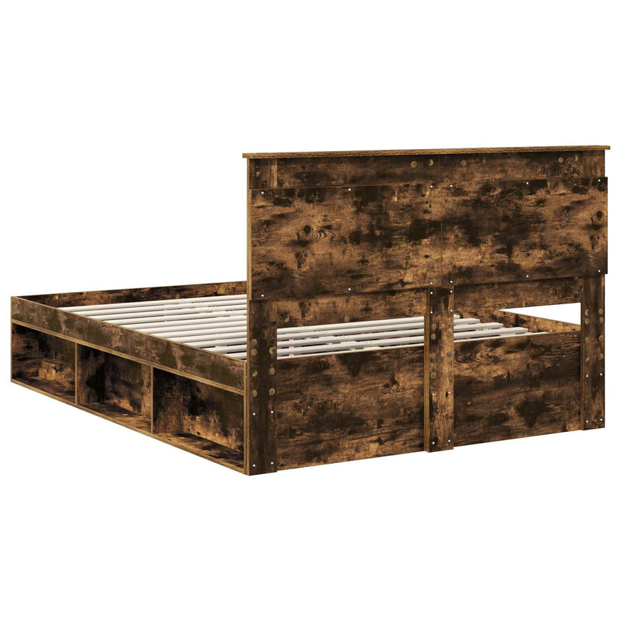 Bedframe Gerookt eiken 140 x 190 cm Massief grenenhout