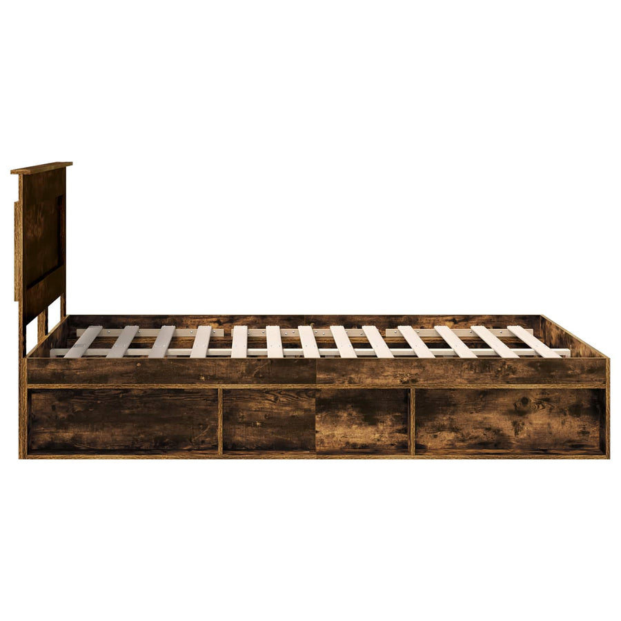 Bedframe Gerookt eiken 140 x 190 cm Massief grenenhout