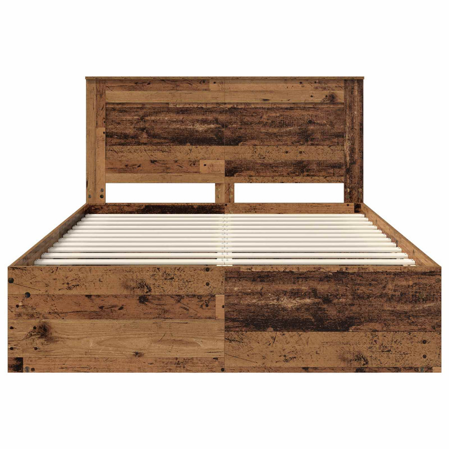 Bedframe met hoofdeinde Oudhout 140 x 190 cm Massief grenenhout