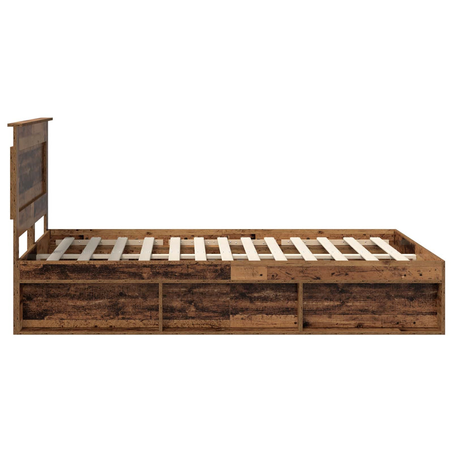Bedframe met hoofdeinde Oudhout 140 x 190 cm Massief grenenhout