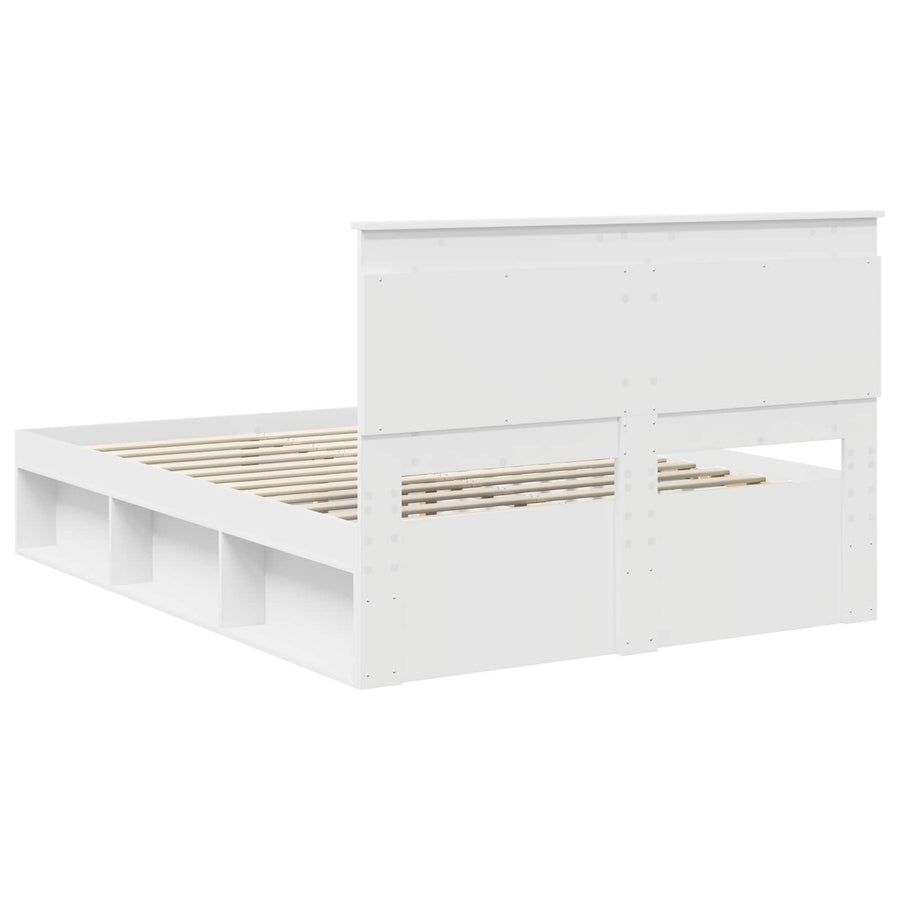 Bedframe met hoofdeinde Wit 140 x 200 cm Massief grenenhout