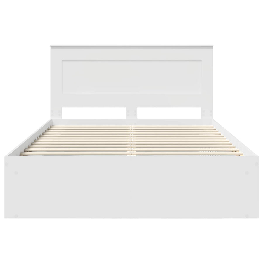 Bedframe met hoofdeinde Wit 140 x 200 cm Massief grenenhout