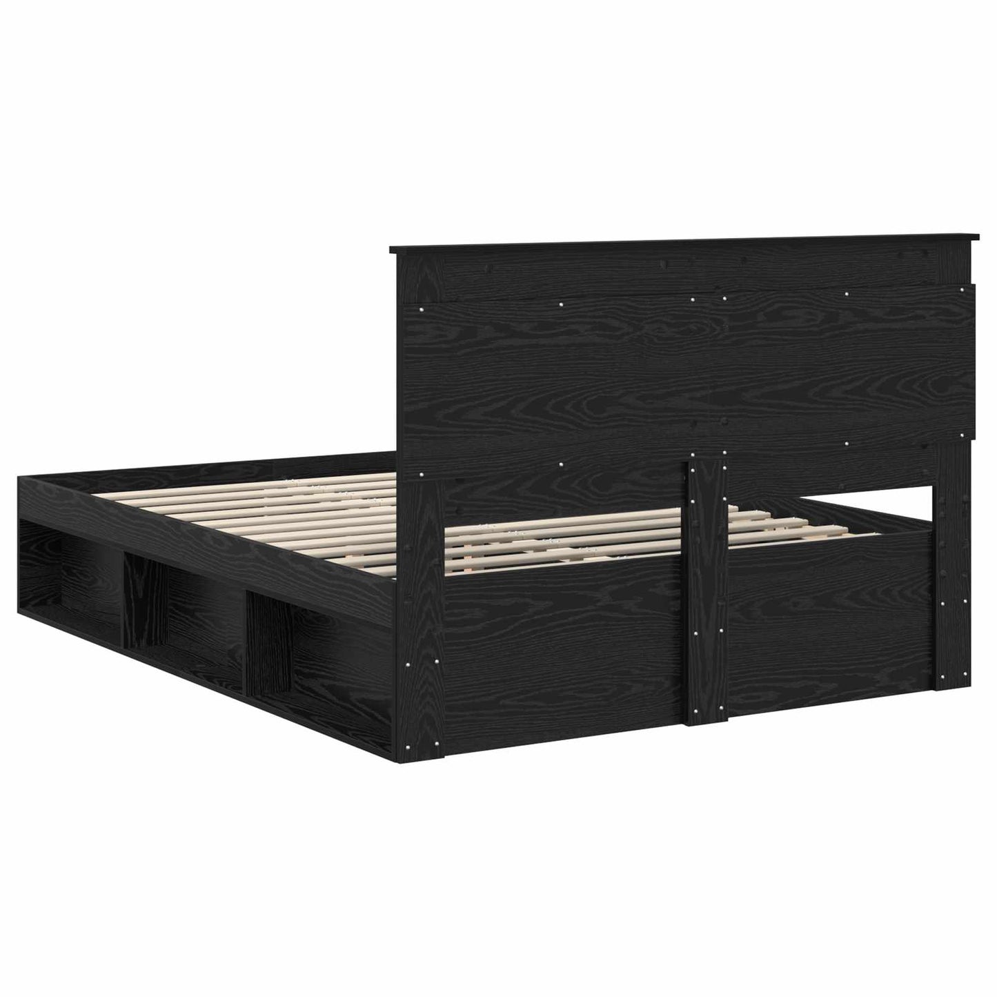 Bedframe met hoofdeinde Zwart 140 x 190 cm Massief grenenhout