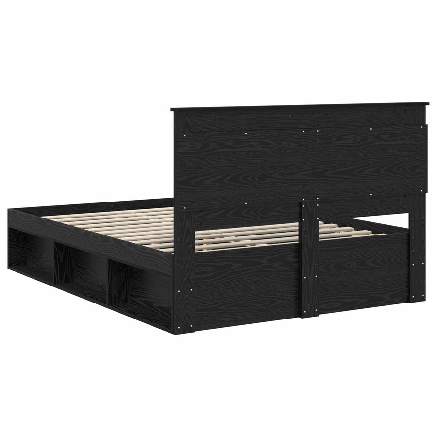 Bedframe met hoofdeinde Zwart 140 x 190 cm Massief grenenhout