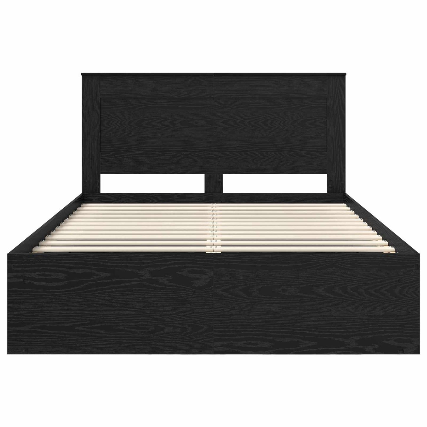 Bedframe met hoofdeinde Zwart 140 x 190 cm Massief grenenhout