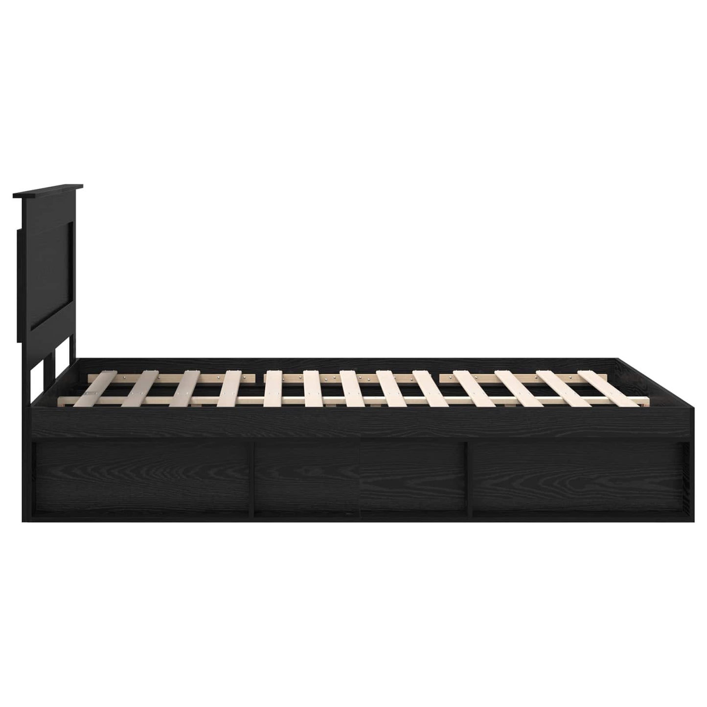 Bedframe met hoofdeinde Zwart 140 x 190 cm Massief grenenhout