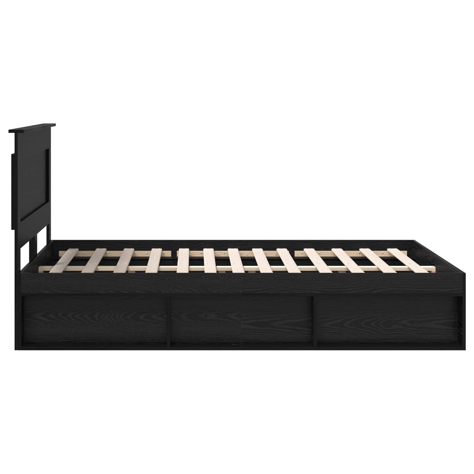 Bedframe met hoofdeinde Zwart 140 x 190 cm Massief grenenhout