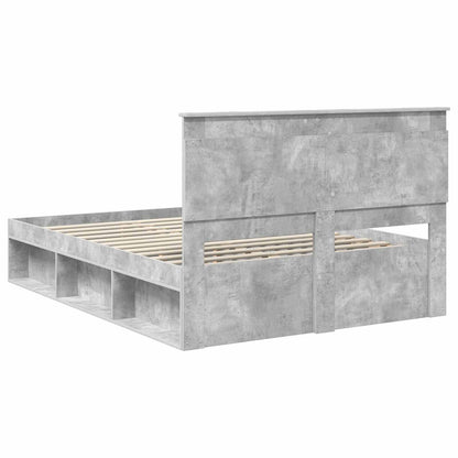 Bedframe met hoofdeinde Beton 140 x 200 cm Massief grenenhout