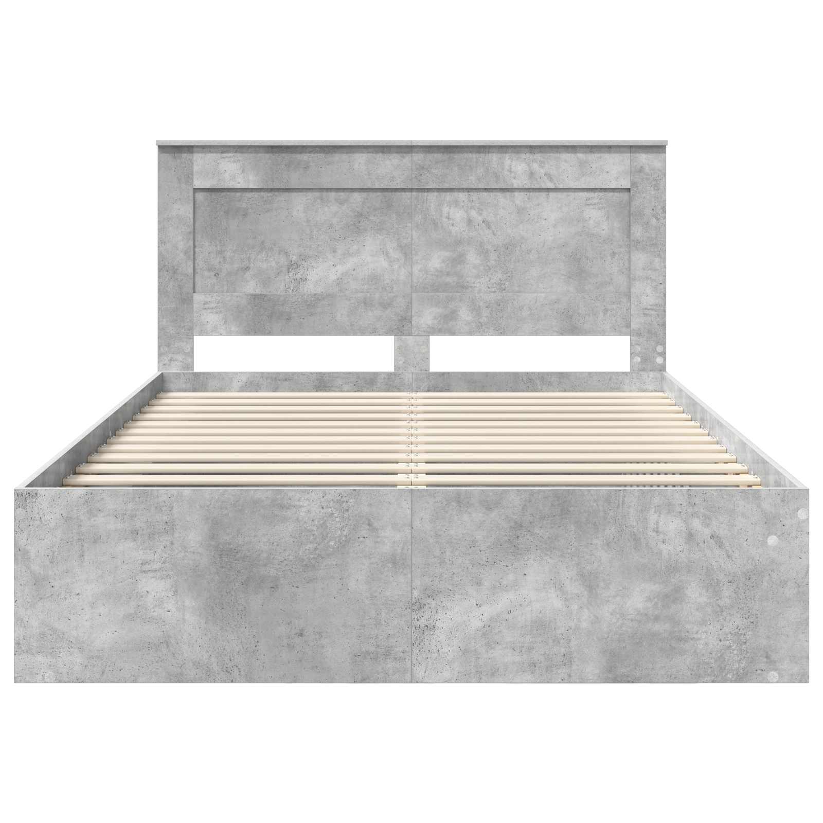 Bedframe met hoofdeinde Beton 140 x 200 cm Massief grenenhout