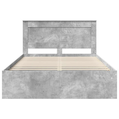 Bedframe met hoofdeinde Beton 140 x 200 cm Massief grenenhout