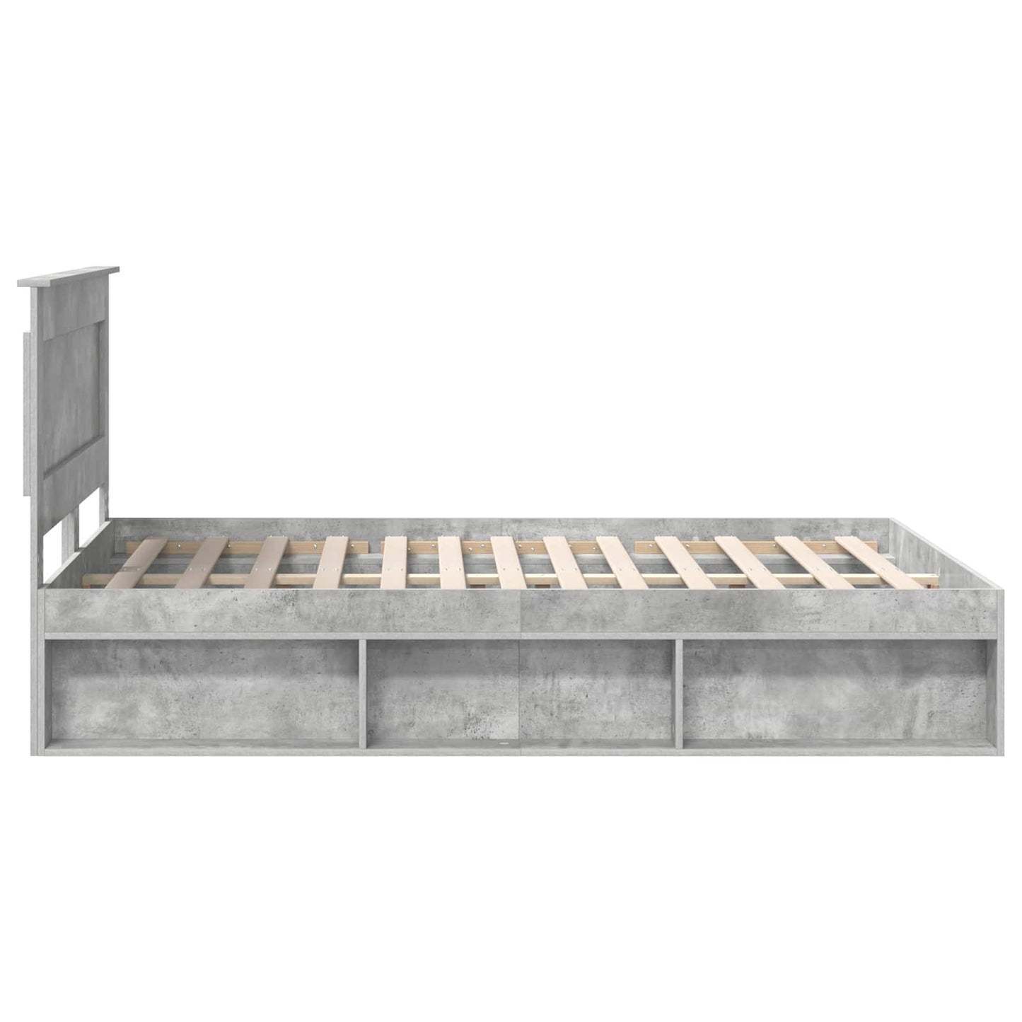 Bedframe met hoofdeinde Beton 140 x 200 cm Massief grenenhout