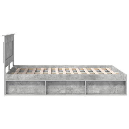 Bedframe met hoofdeinde Beton 140 x 200 cm Massief grenenhout