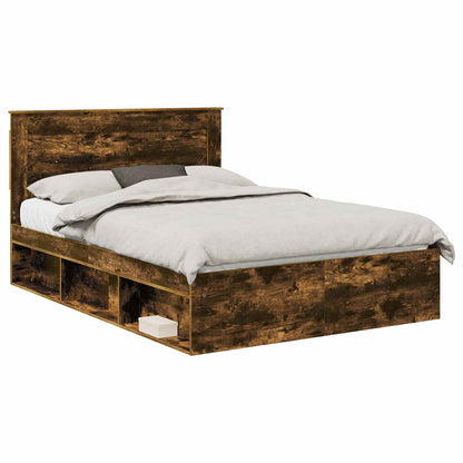 Bedframe Gerookt eiken 140 x 200 cm Massief grenenhout