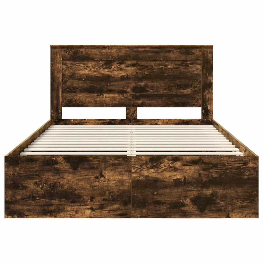 Bedframe Gerookt eiken 140 x 200 cm Massief grenenhout