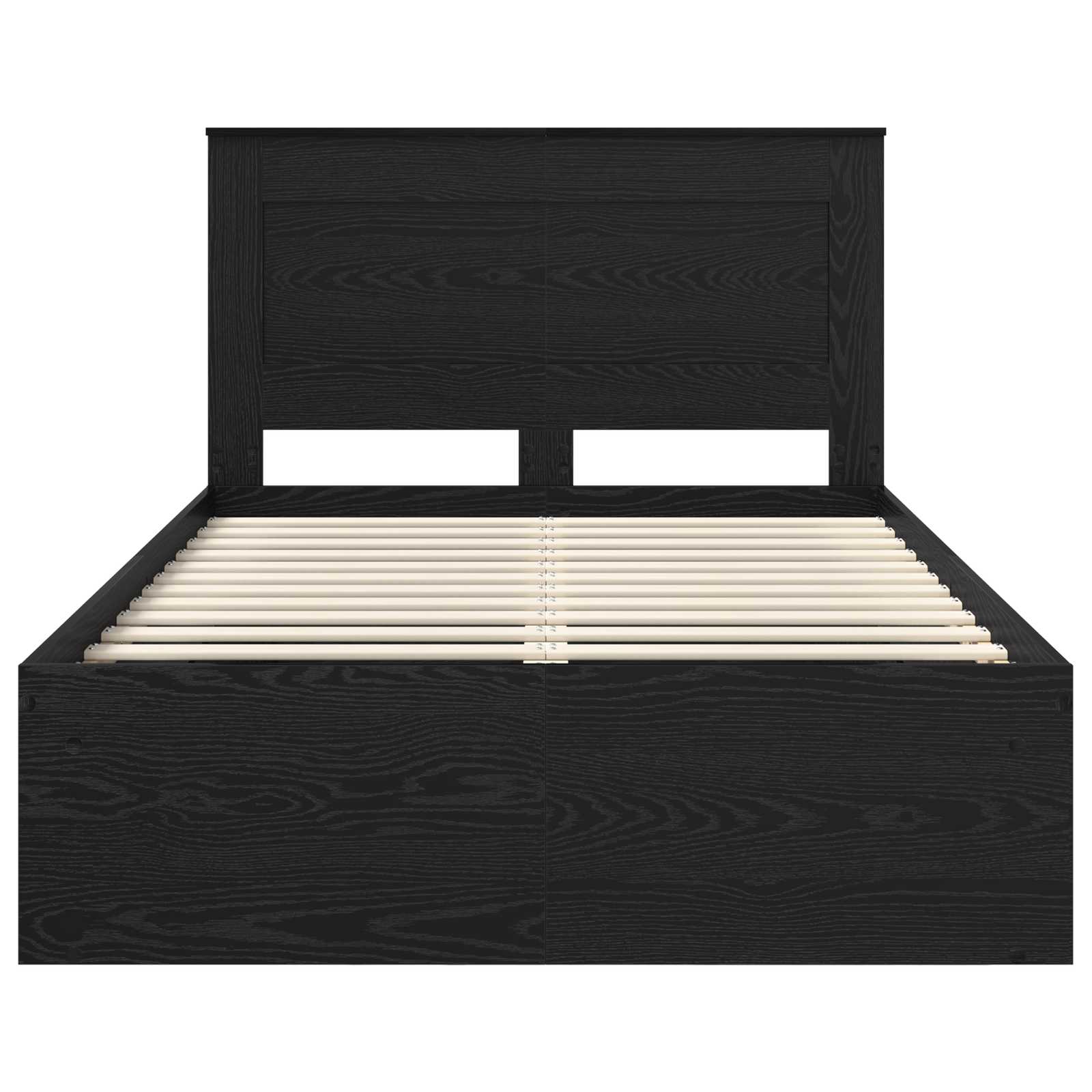 Bedframe met hoofdeinde Zwart 135 x 190 cm Massief grenenhout