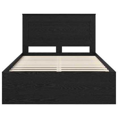 Bedframe met hoofdeinde Zwart 135 x 190 cm Massief grenenhout