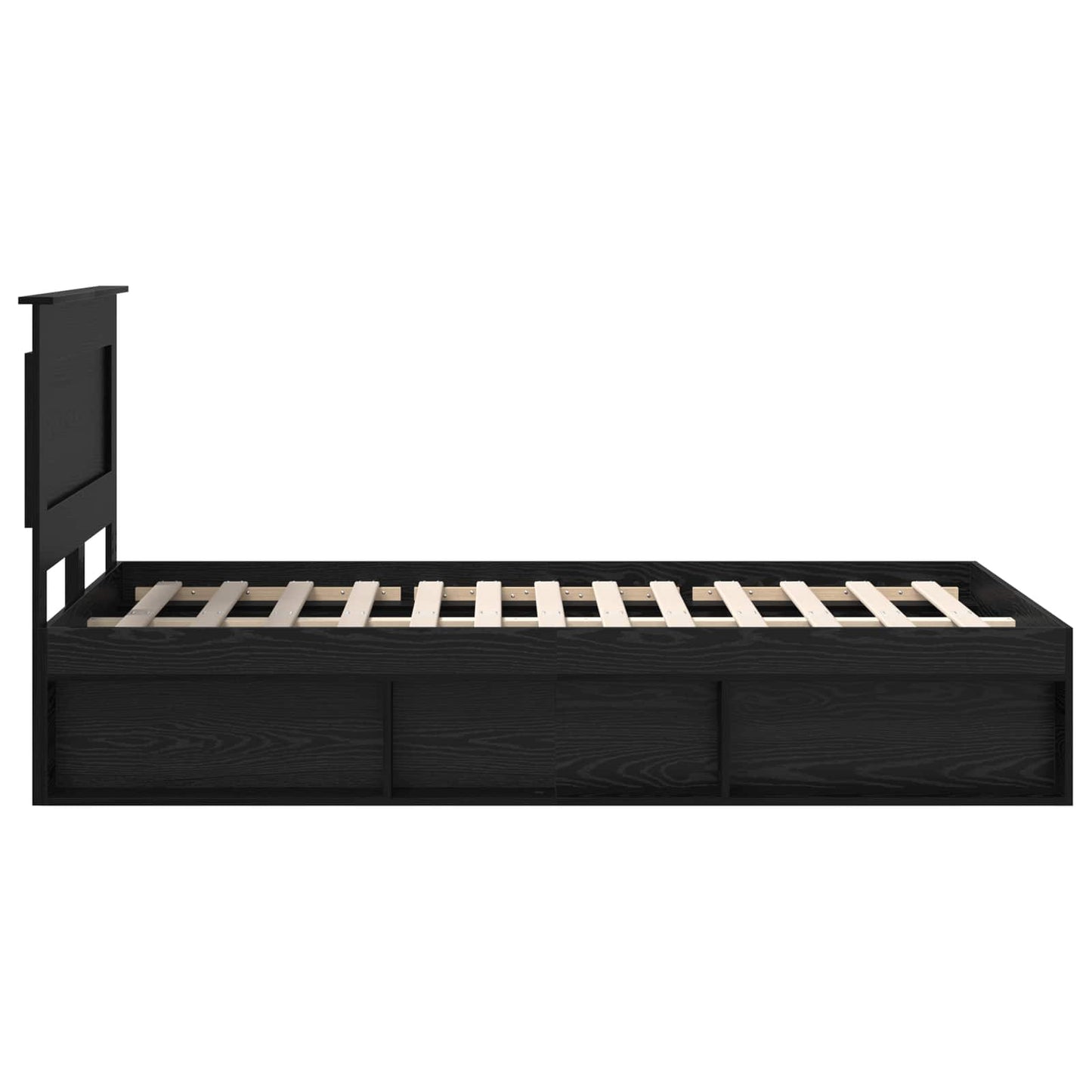 Bedframe met hoofdeinde Zwart 135 x 190 cm Massief grenenhout
