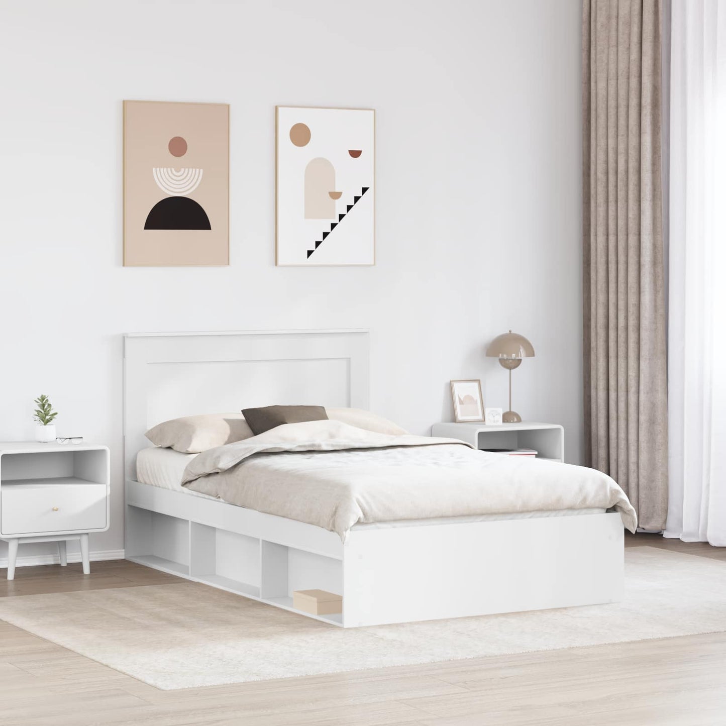 Bedframe met hoofdeinde Wit 120 x 190 cm Massief grenenhout