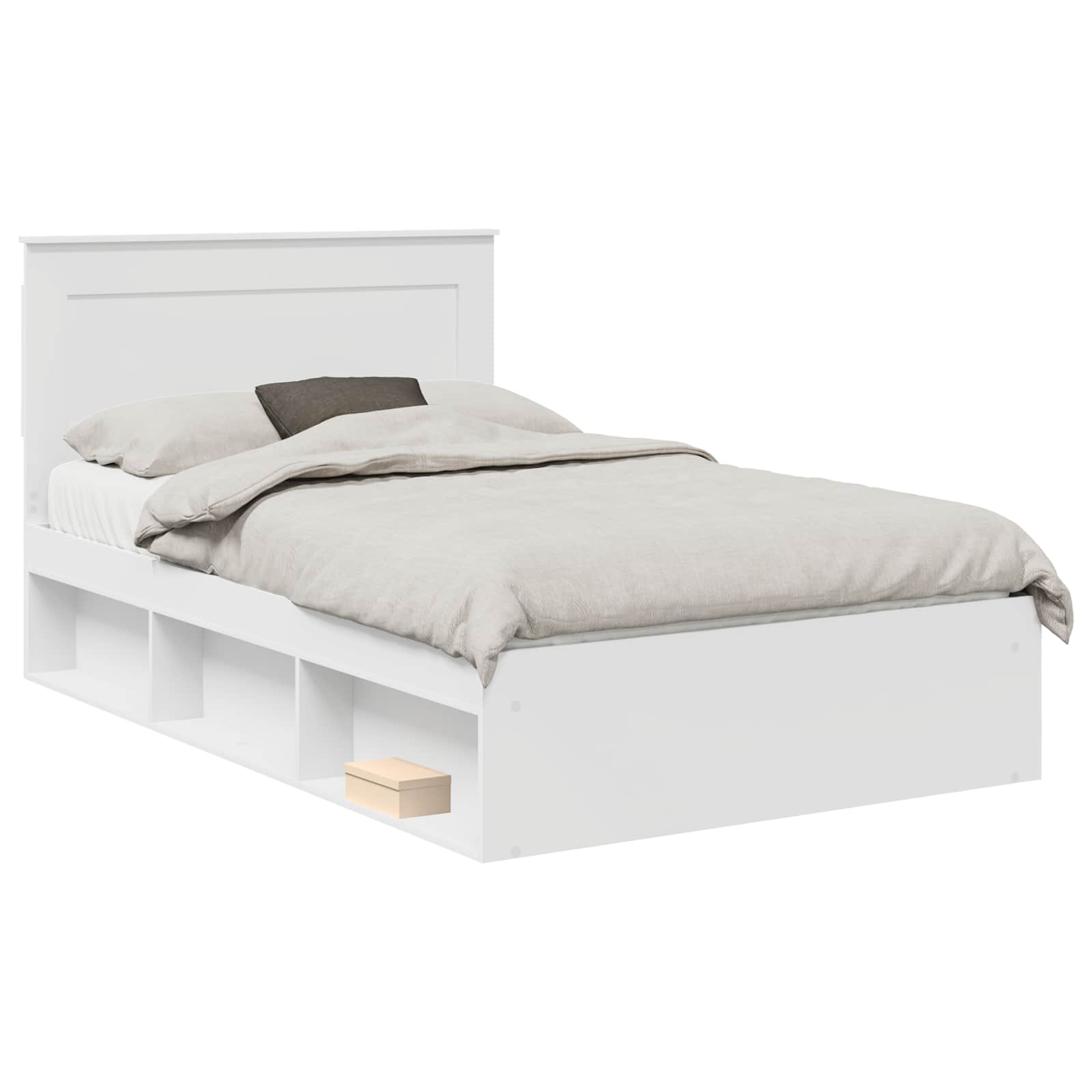 Bedframe met hoofdeinde Wit 120 x 190 cm Massief grenenhout