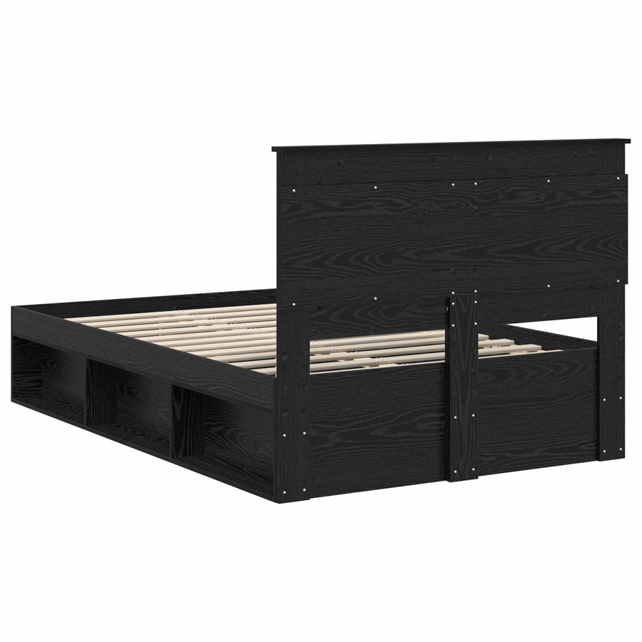 Bedframe met hoofdeinde Zwart 120 x 190 cm Massief grenenhout