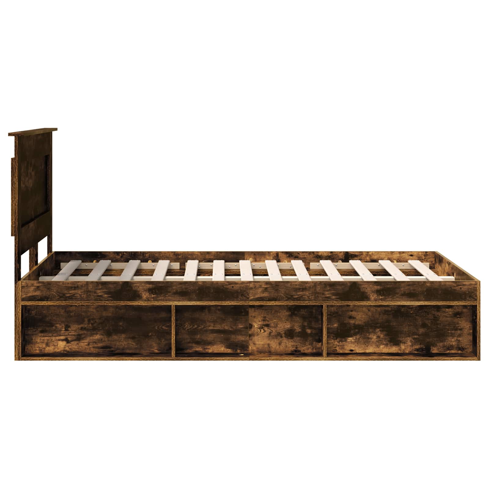 Bedframe met lade Gerookt eiken 120 x 190 cm Massief grenenhout