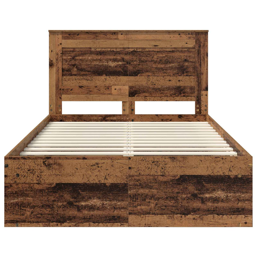 Bedframe met hoofdeinde Oudhout 120 x 190 cm Massief grenenhout