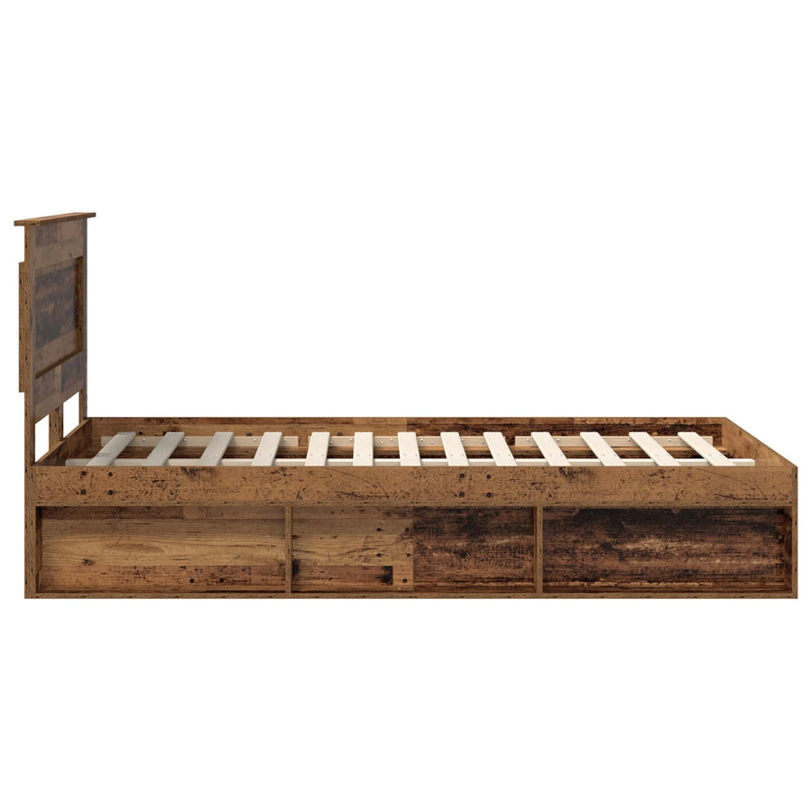 Bedframe met hoofdeinde Oudhout 120 x 190 cm Massief grenenhout