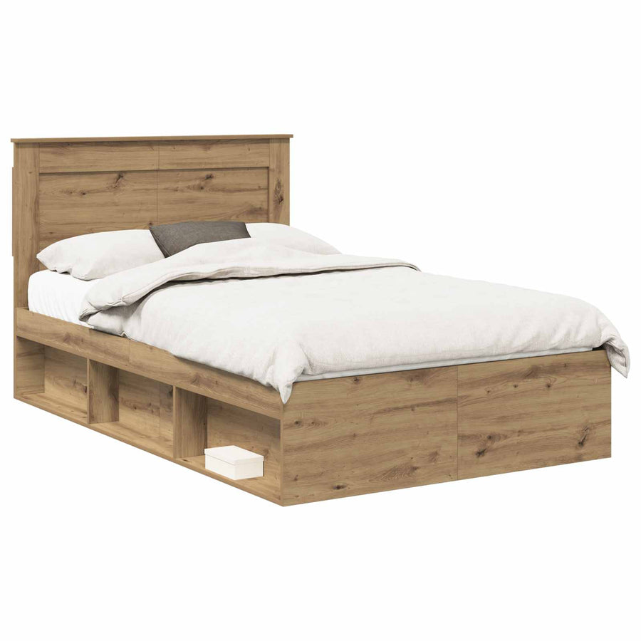 Bedframe Ambachtelijk eiken 120 x 190 cm Massief grenenhout