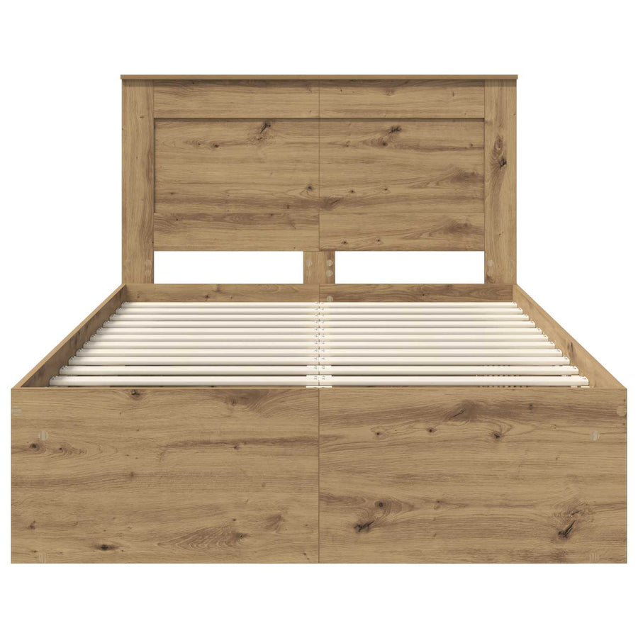 Bedframe Ambachtelijk eiken 120 x 190 cm Massief grenenhout