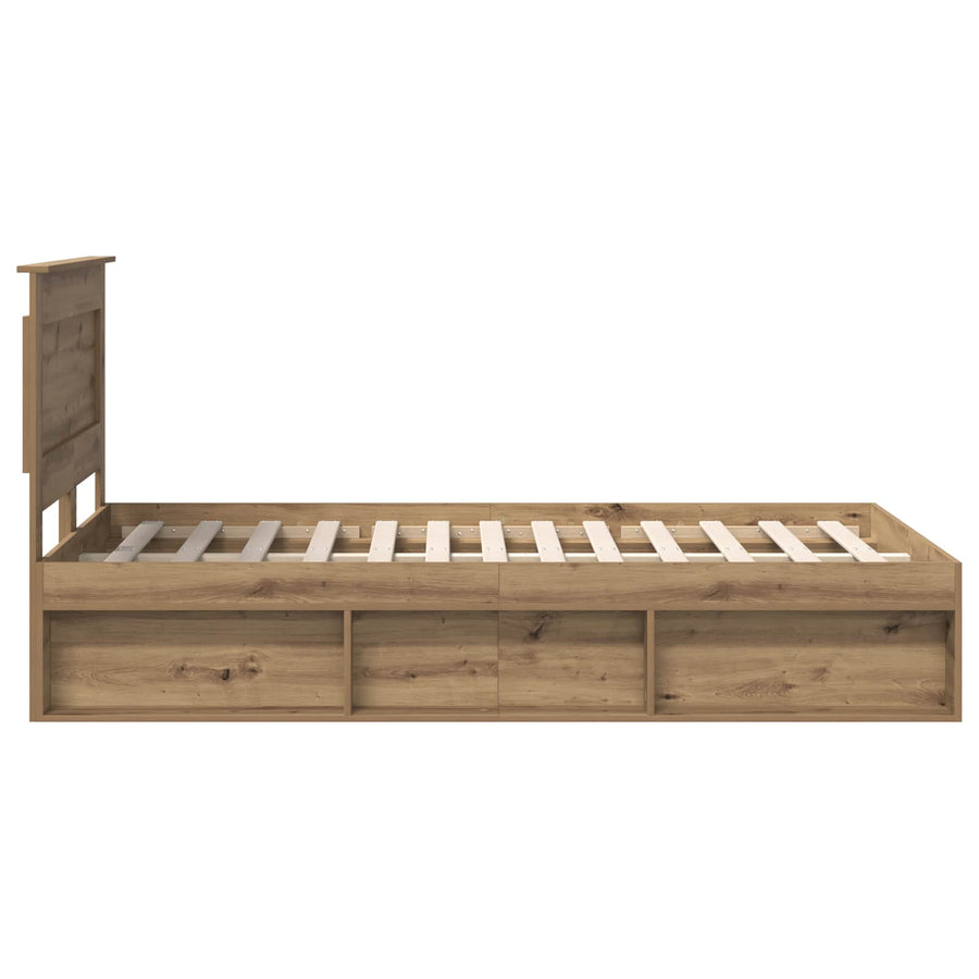 Bedframe Ambachtelijk eiken 120 x 190 cm Massief grenenhout