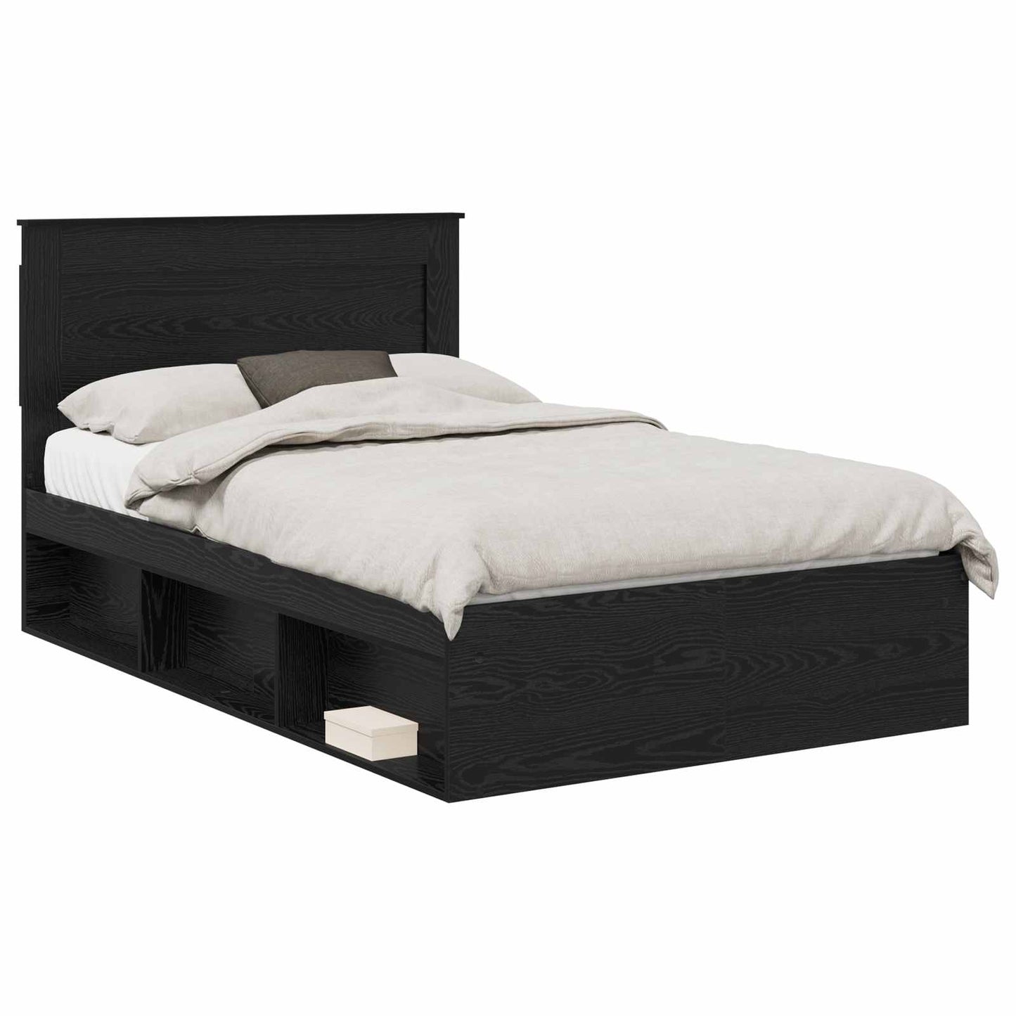 Bedframe met hoofdeinde Zwart 120 x 190 cm Massief grenenhout