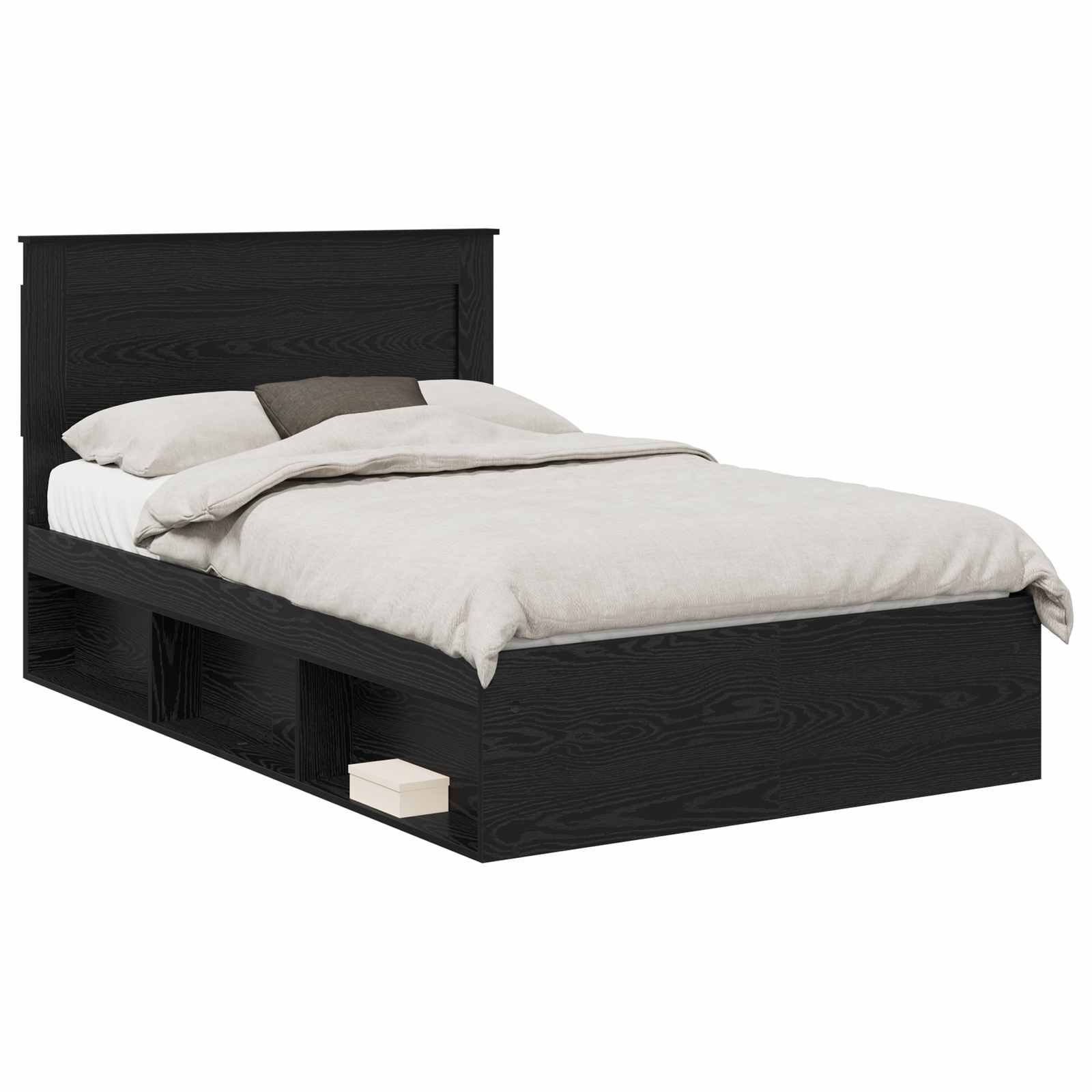 Bedframe met hoofdeinde Zwart 120 x 190 cm Massief grenenhout