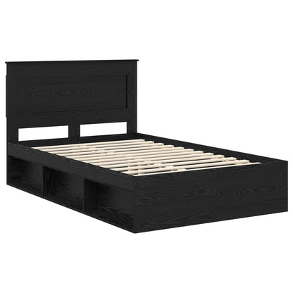 Bedframe met hoofdeinde Zwart 120 x 190 cm Massief grenenhout