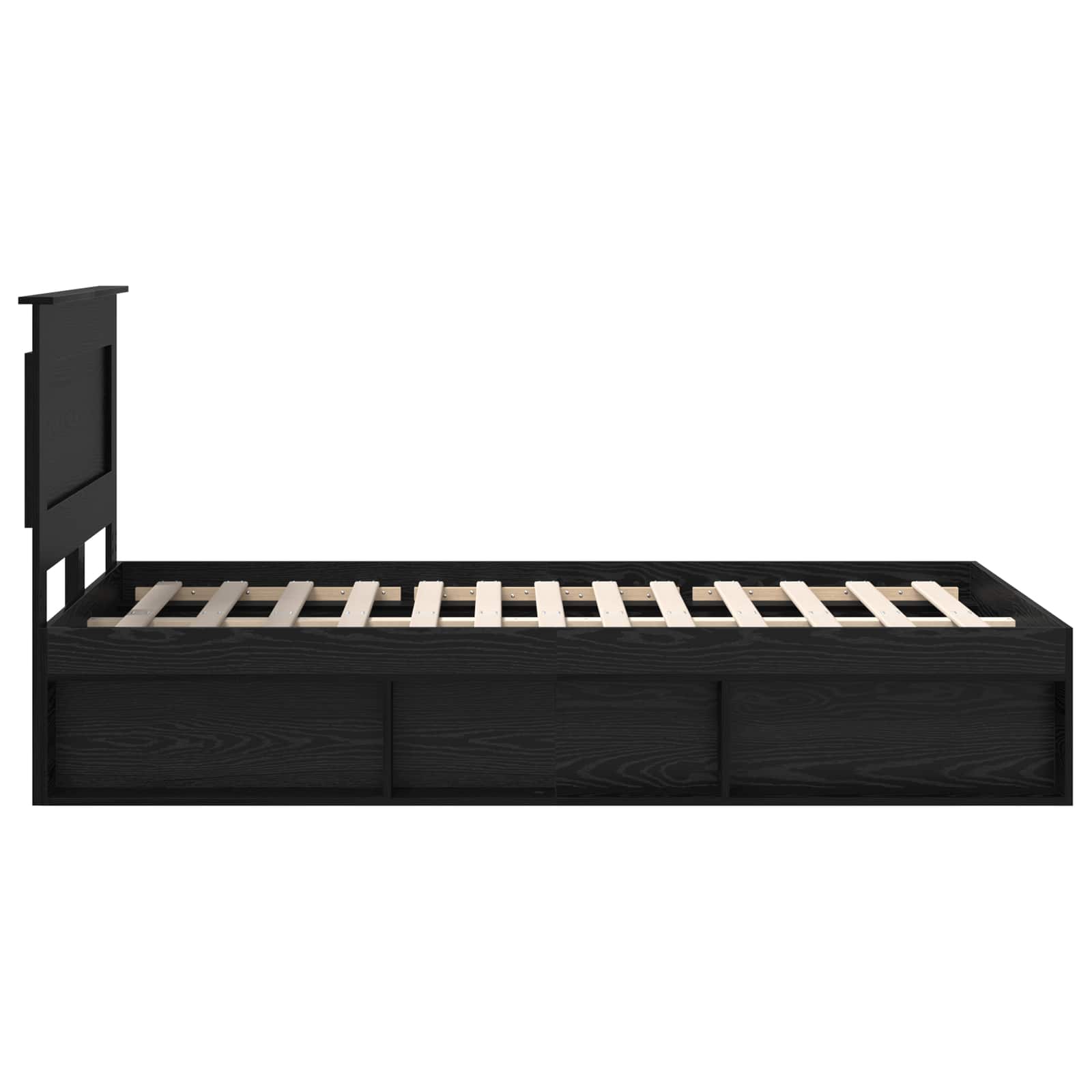 Bedframe met hoofdeinde Zwart 120 x 190 cm Massief grenenhout