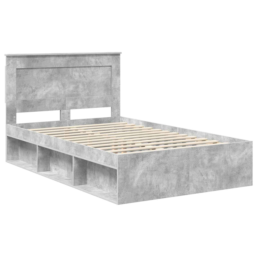 Bedframe met hoofdeinde Beton 120 x 200 cm Massief grenenhout
