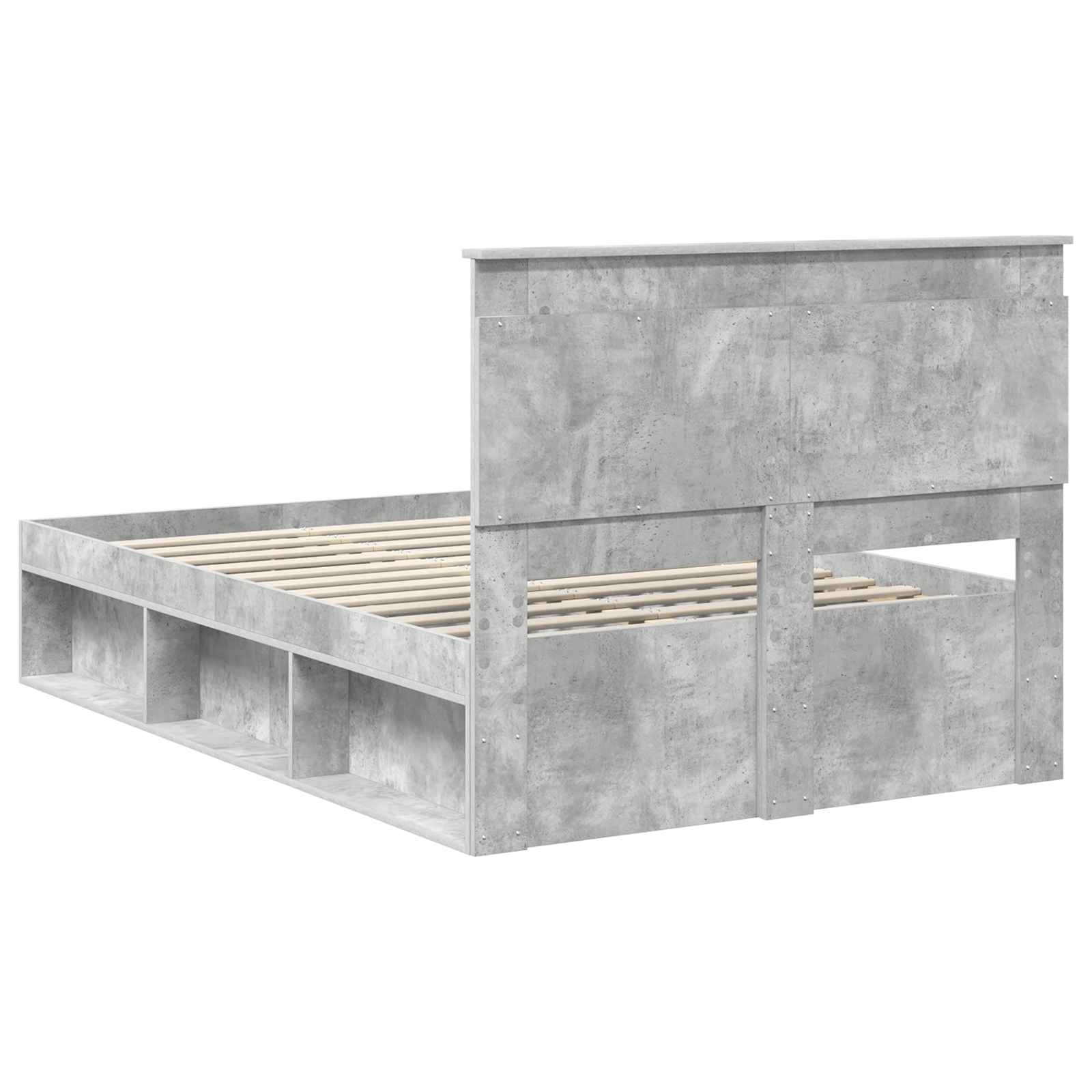 Bedframe met hoofdeinde Beton 120 x 200 cm Massief grenenhout