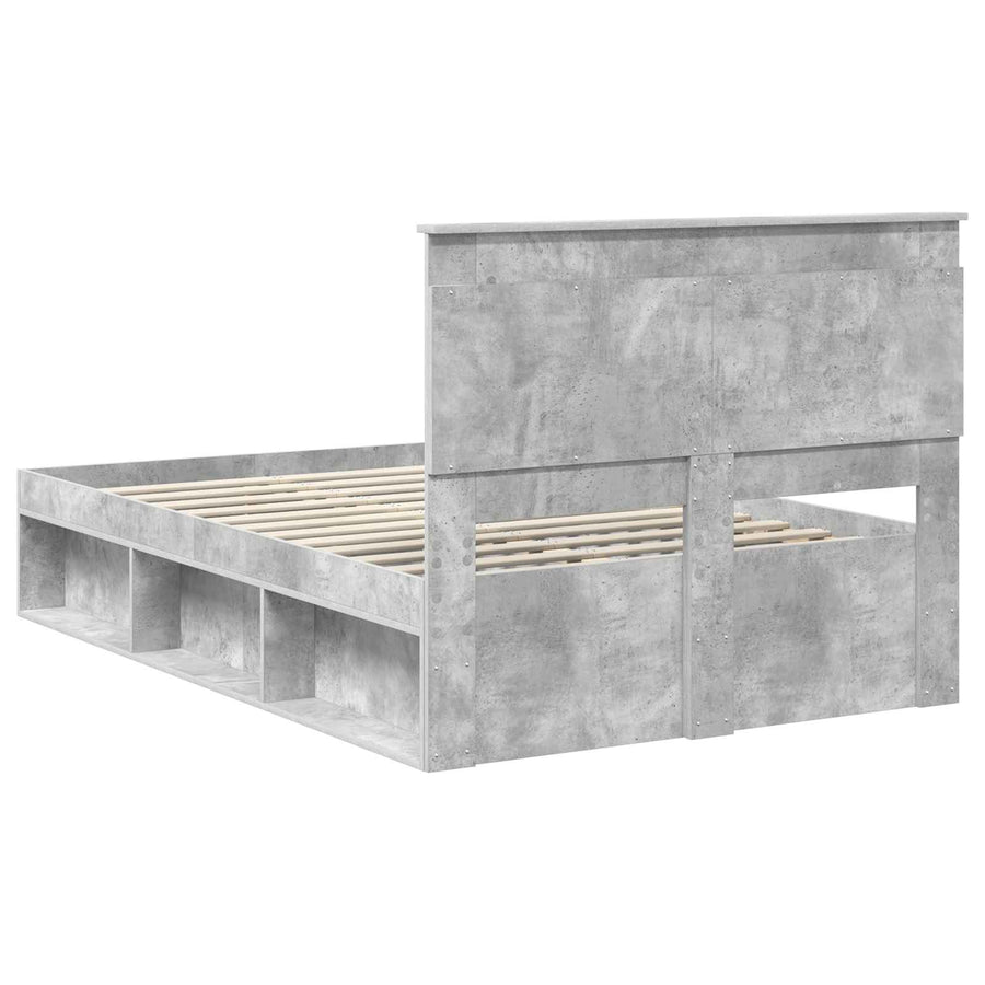 Bedframe met hoofdeinde Beton 120 x 200 cm Massief grenenhout