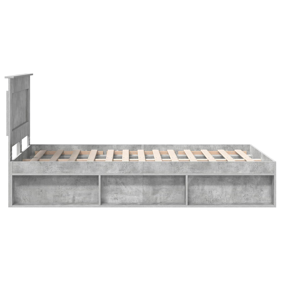 Bedframe met hoofdeinde Beton 120 x 200 cm Massief grenenhout