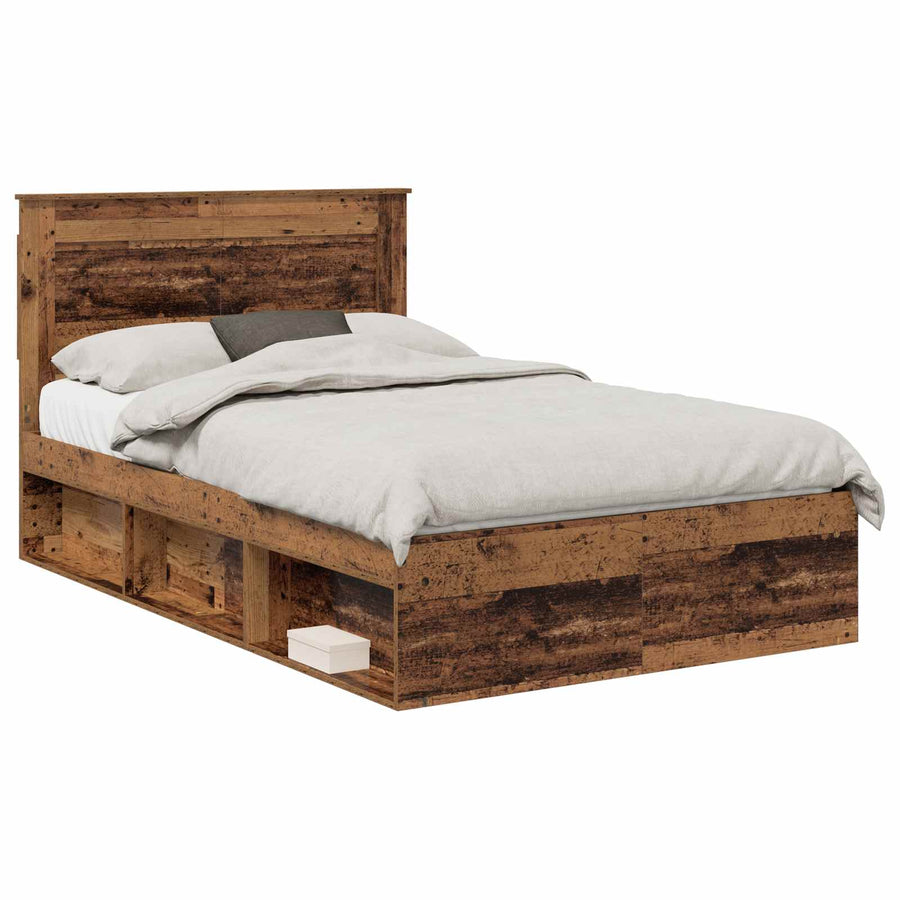 Bedframe met hoofdeinde Oudhout 120 x 200 cm Massief grenenhout