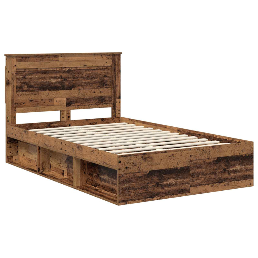 Bedframe met hoofdeinde Oudhout 120 x 200 cm Massief grenenhout