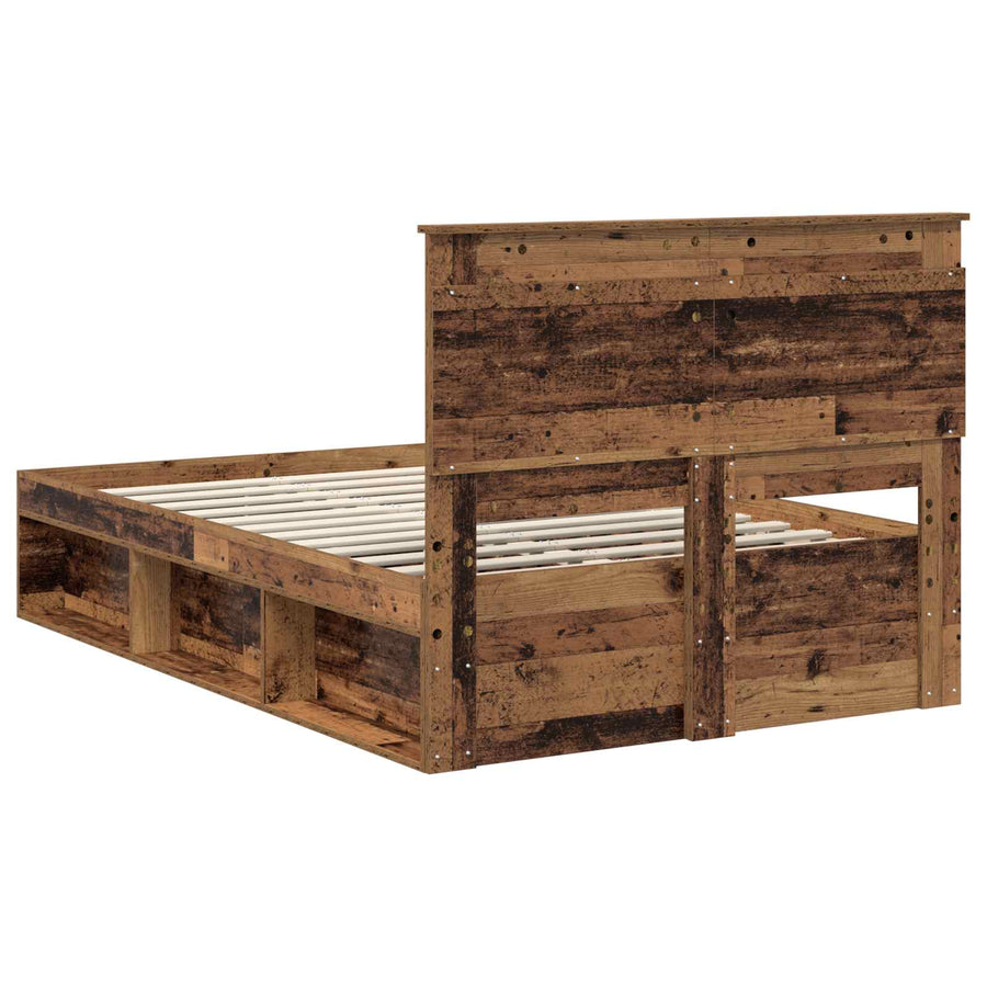 Bedframe met hoofdeinde Oudhout 120 x 200 cm Massief grenenhout