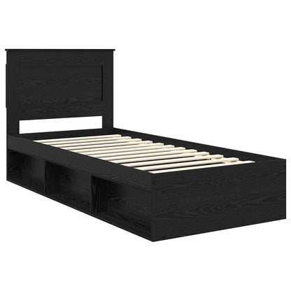 Bedframe met hoofdeinde Zwart 100 x 200 cm Massief grenenhout