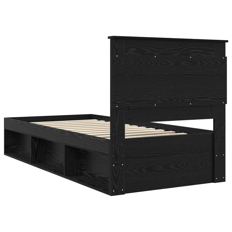 Bedframe met hoofdeinde Zwart 100 x 200 cm Massief grenenhout