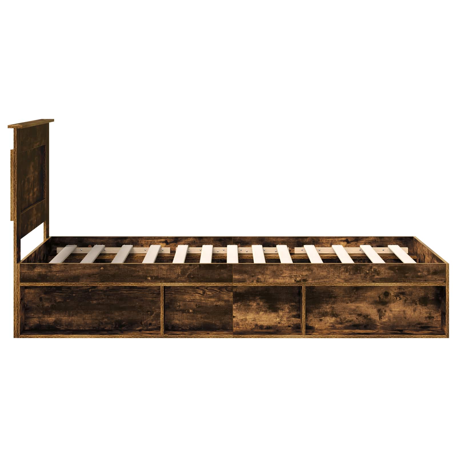 Bedframe met lade Gerookt eiken 100 x 200 cm Massief grenenhout